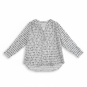 Jane and Delancey 2X Bird Print Blouse Blue White Rayon Hi-Low Hem